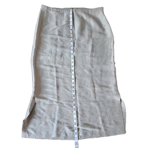 EILEEN FISHER Skirt Raw Silk Midi Straight High Waist Side Zip Gray size PS - Picture 8 of 8